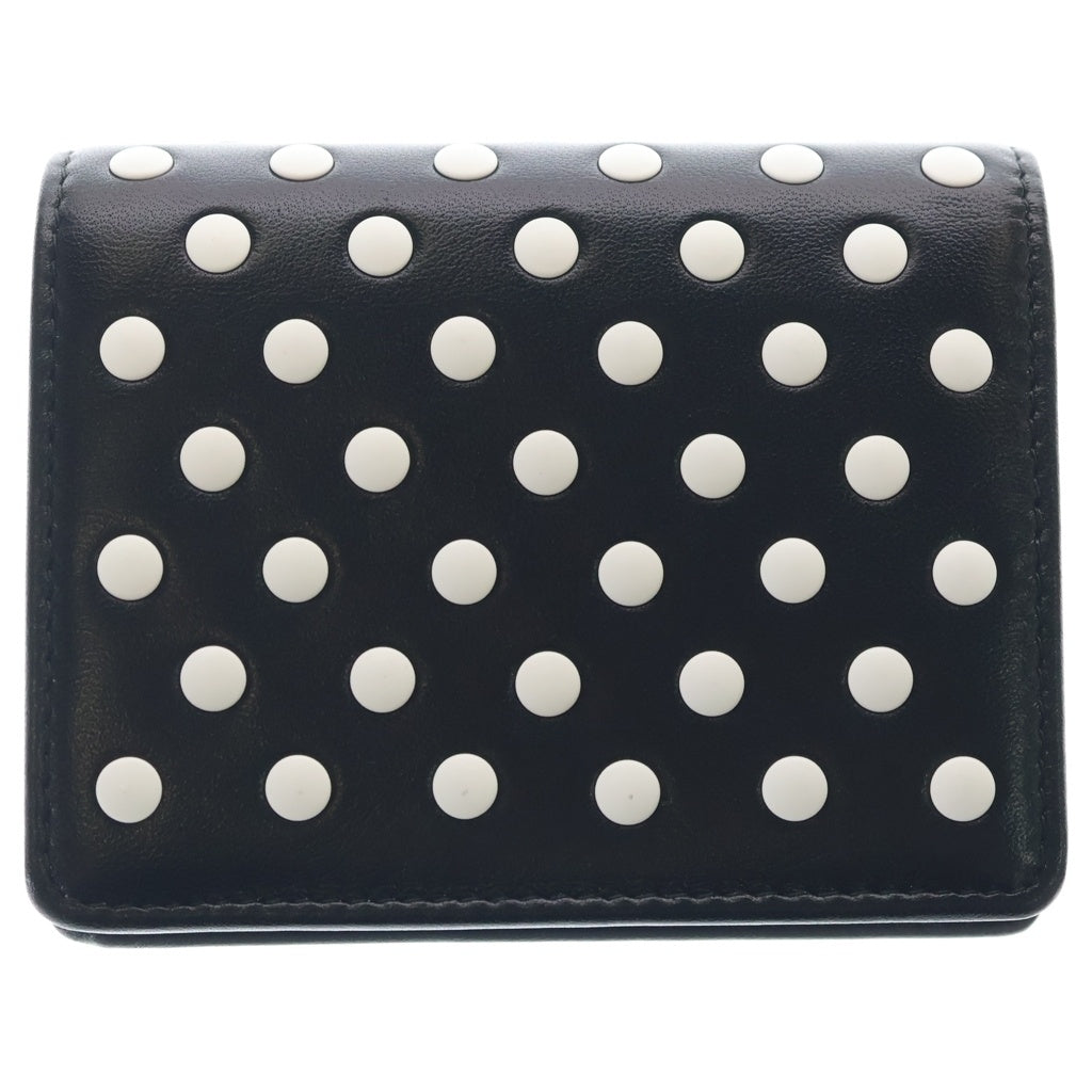 miumiu(ミュウミュウ) Polka Dot Studded Compact Wallet ポルカドット柄 コンパクト ミニウォレット 財布 ブラック レディース