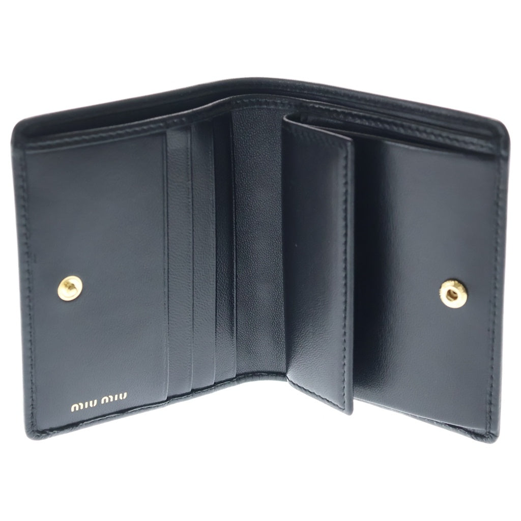 miumiu(ミュウミュウ) Polka Dot Studded Compact Wallet ポルカドット柄 コンパクト ミニウォレット 財布 ブラック レディース