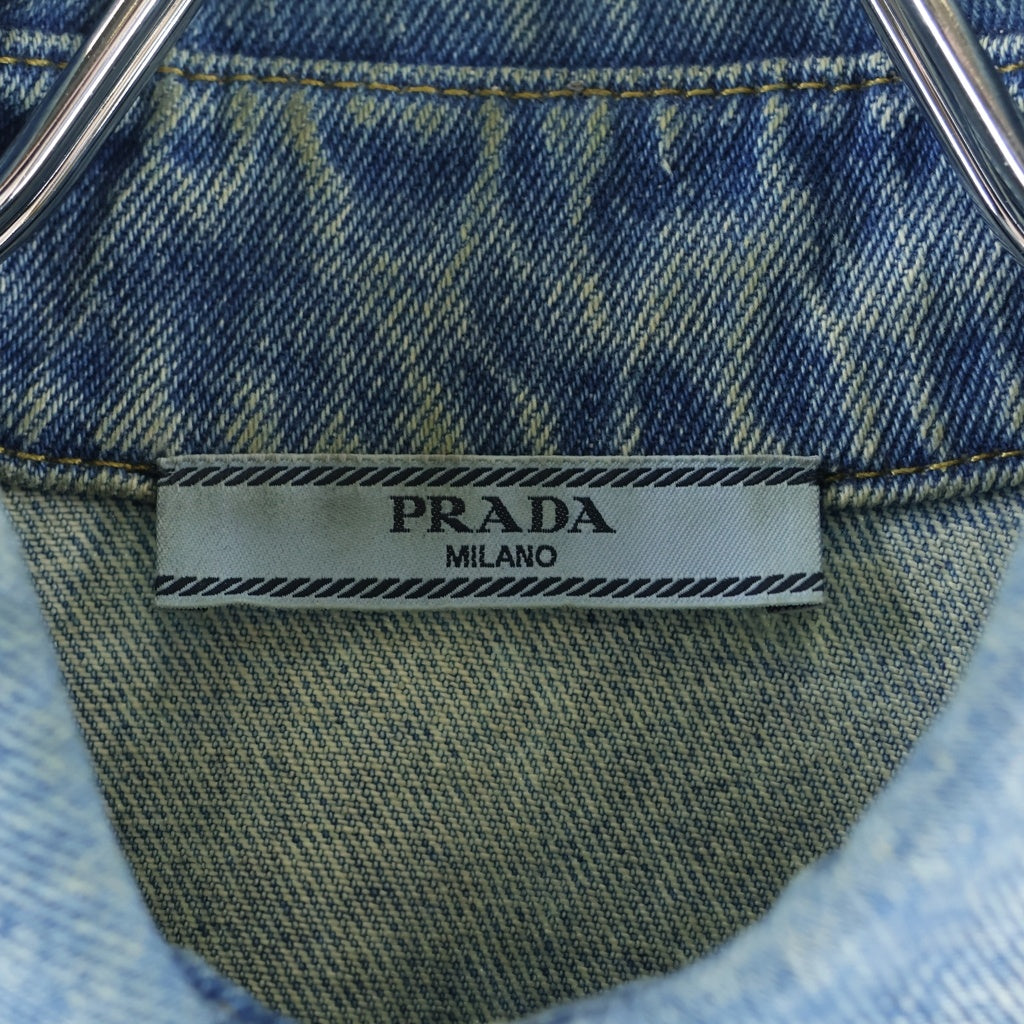 PRADA(プラダ) トライアングルロゴ オーガニックコットン オーバーサイズ デニムシャツ インディゴ GFC036