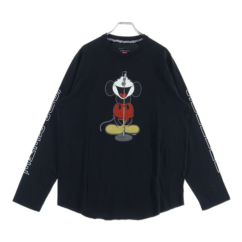 SUPREME(シュプリーム) 25AW ×NUMBER (N)INE Mickey Raglan L/S Top ナンバーナイン ミッキー 両面プリント ロングスリーブ ラグラン長袖Tシャツカットソー ロンT ブラック