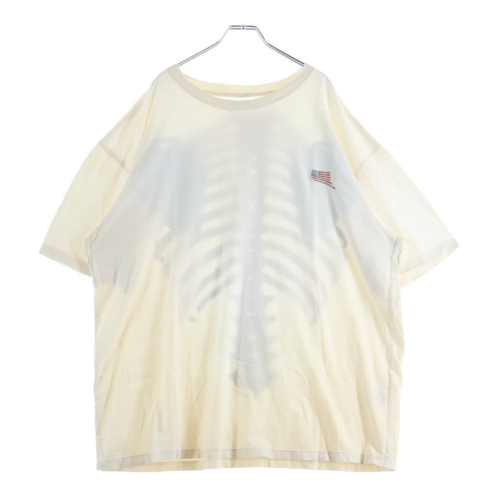 KAPITAL(キャピタル) バックボーンプリント クルーネック半袖Tシャツカットソー ホワイト/ブルー K0R904SC02