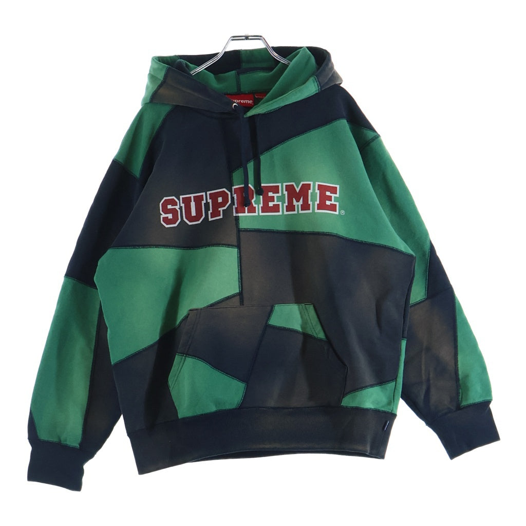 SUPREME(シュプリーム) 20AW Patchwork Hooded Sweatshirt パッチワーク フーデットスウェットシャツ サンフェード加工 パーカー ネイビー/グリーン