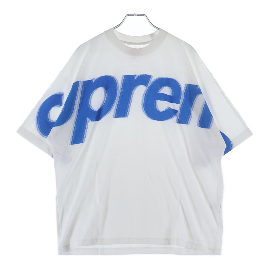 SUPREME(シュプリーム) 22AW INTARSIA S/S ブランドロゴプリント クルーネック半袖Tシャツカットソー ホワイト/ブルー