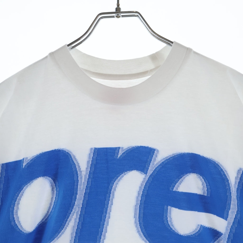 SUPREME(シュプリーム) 22AW INTARSIA S/S ブランドロゴプリント クルーネック半袖Tシャツカットソー ホワイト/ブルー