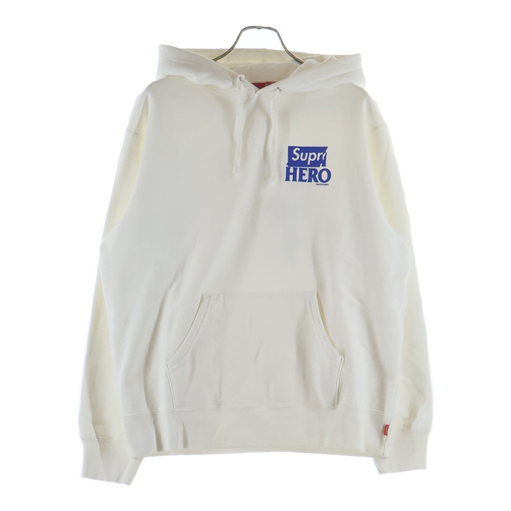 SUPREME(シュプリーム) 22SS ×ANTIHERO SUPR HEROロゴプリント プルオーバースウェットフーディー ホワイト/ブルー