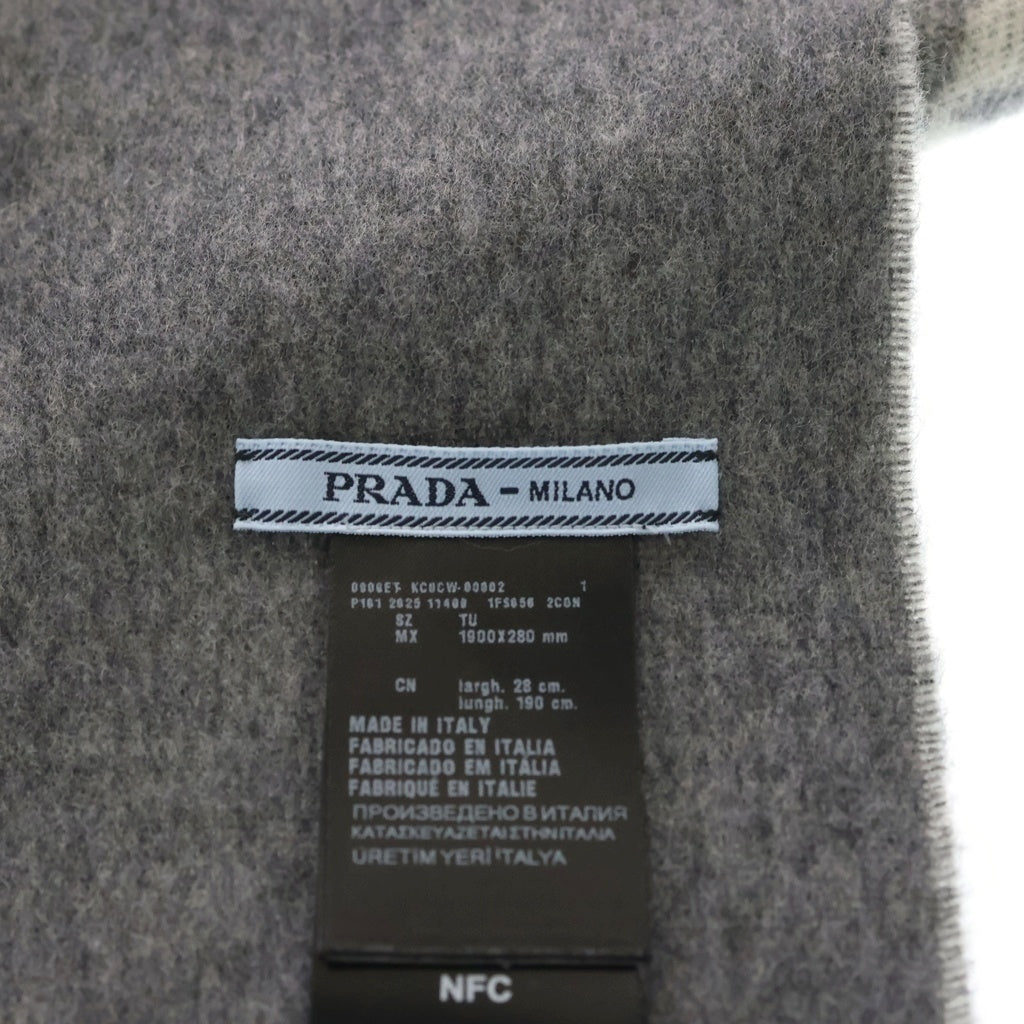 PRADA(プラダ) symbol reversible scarf シンボル リバーシブル スカーフ トライアングルロゴ マフラー ストール グレー