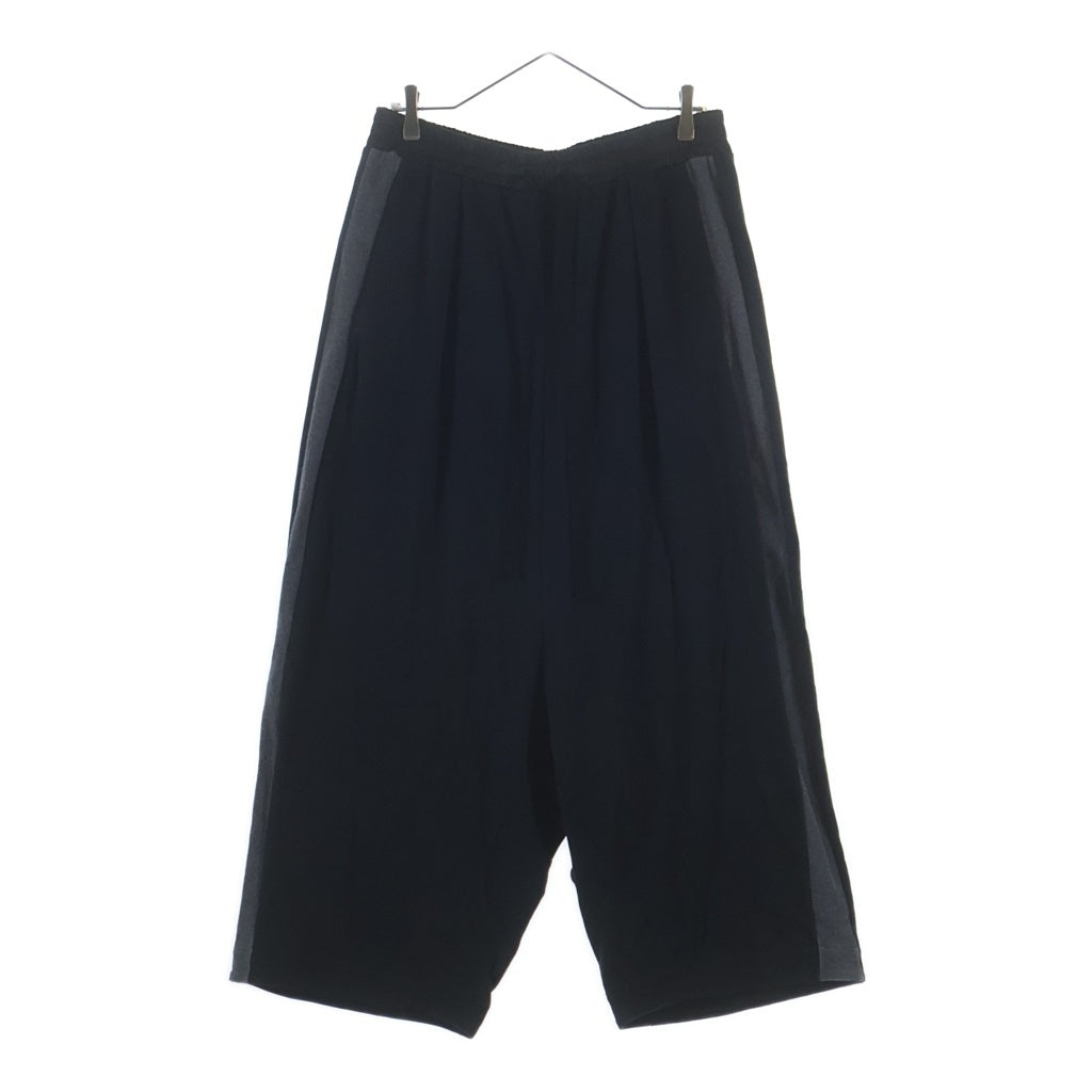 bajra(バジュラ) ワイドシルエット サルエルパンツ スウェットパンツ サイドライン ブラック 153UK02