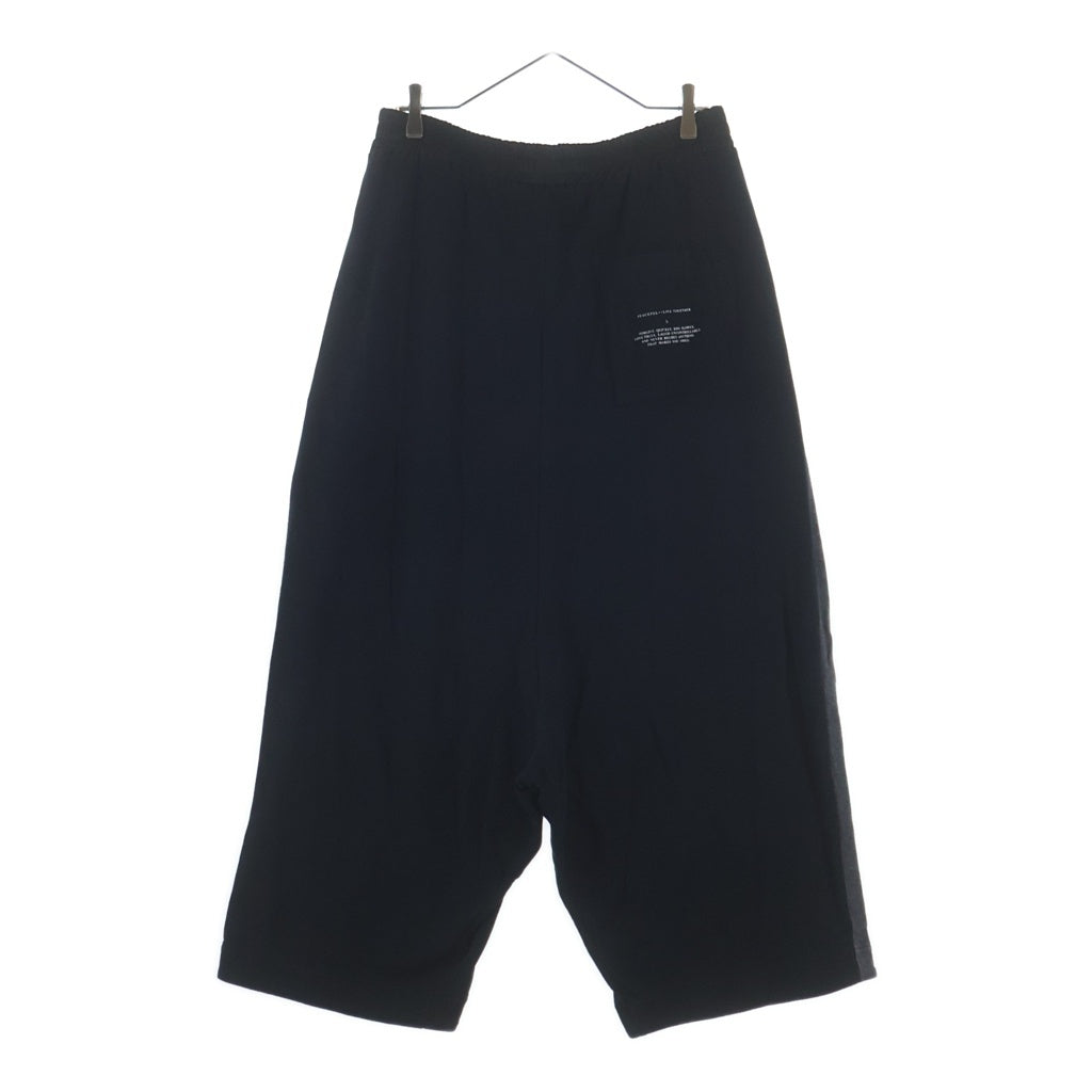 bajra(バジュラ) ワイドシルエット サルエルパンツ スウェットパンツ サイドライン ブラック 153UK02