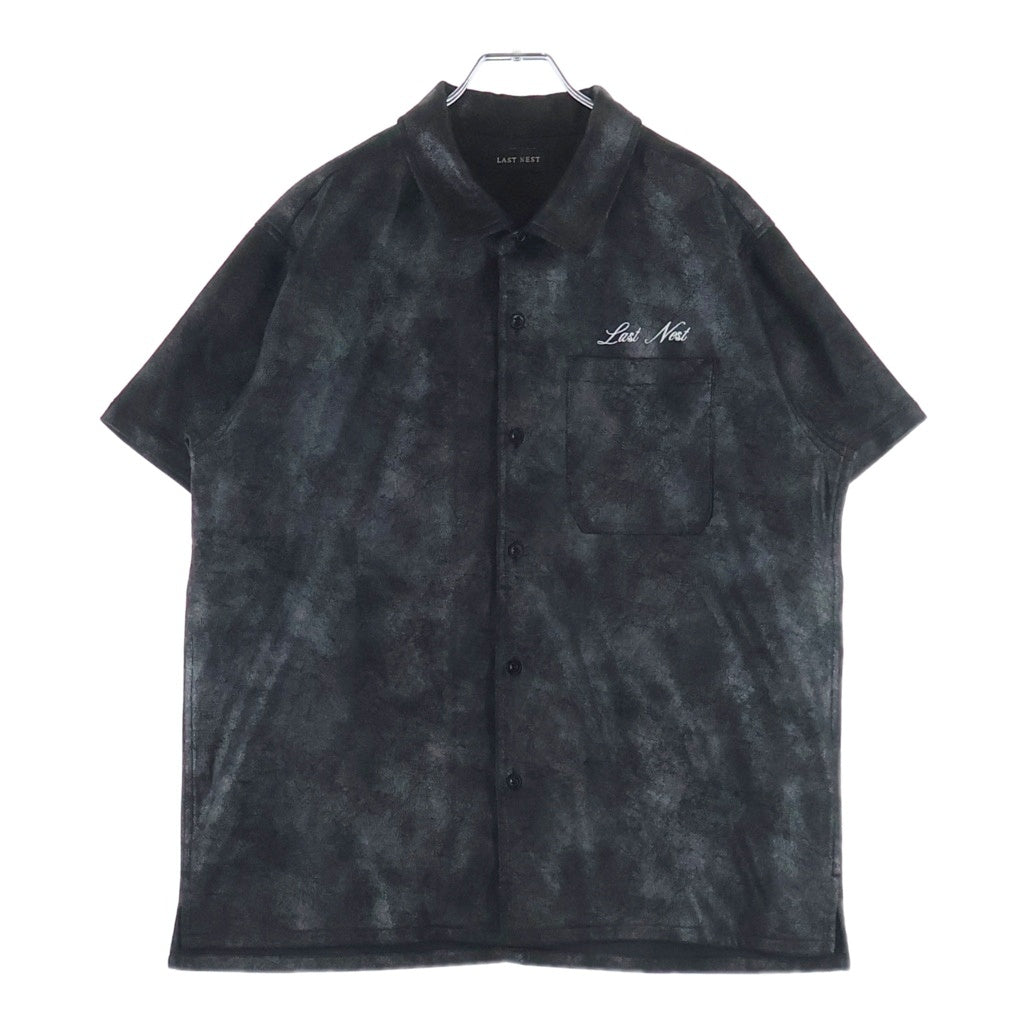 LAST NEST(ラスト ネスト) One Point Logo S/S Shirt ワンポイントロゴ刺繍 半袖シャツ ブラック