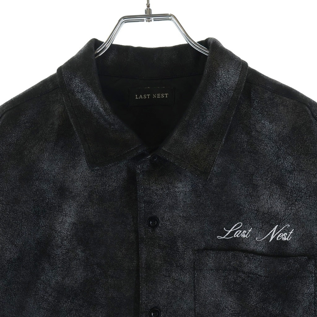 LAST NEST(ラスト ネスト) One Point Logo S/S Shirt ワンポイントロゴ刺繍 半袖シャツ ブラック