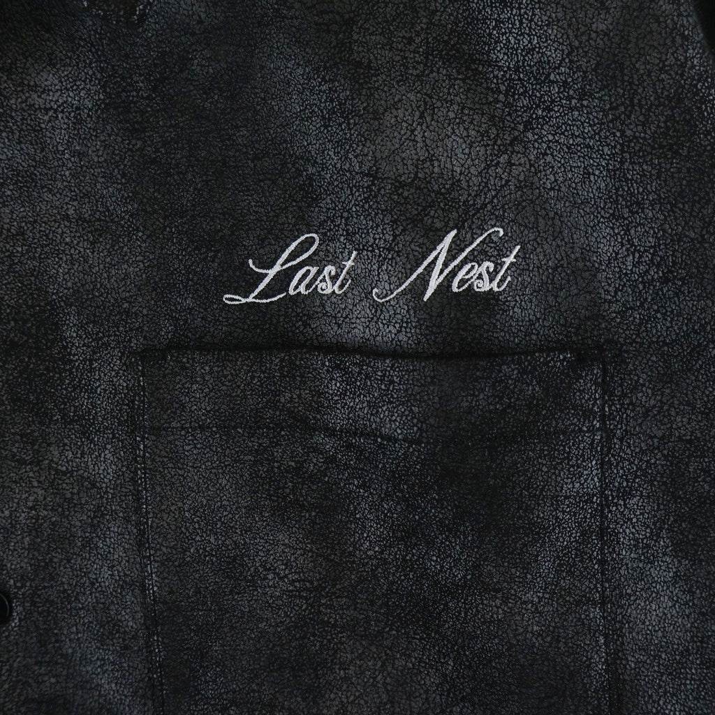 LAST NEST(ラスト ネスト) One Point Logo S/S Shirt ワンポイントロゴ刺繍 半袖シャツ ブラック