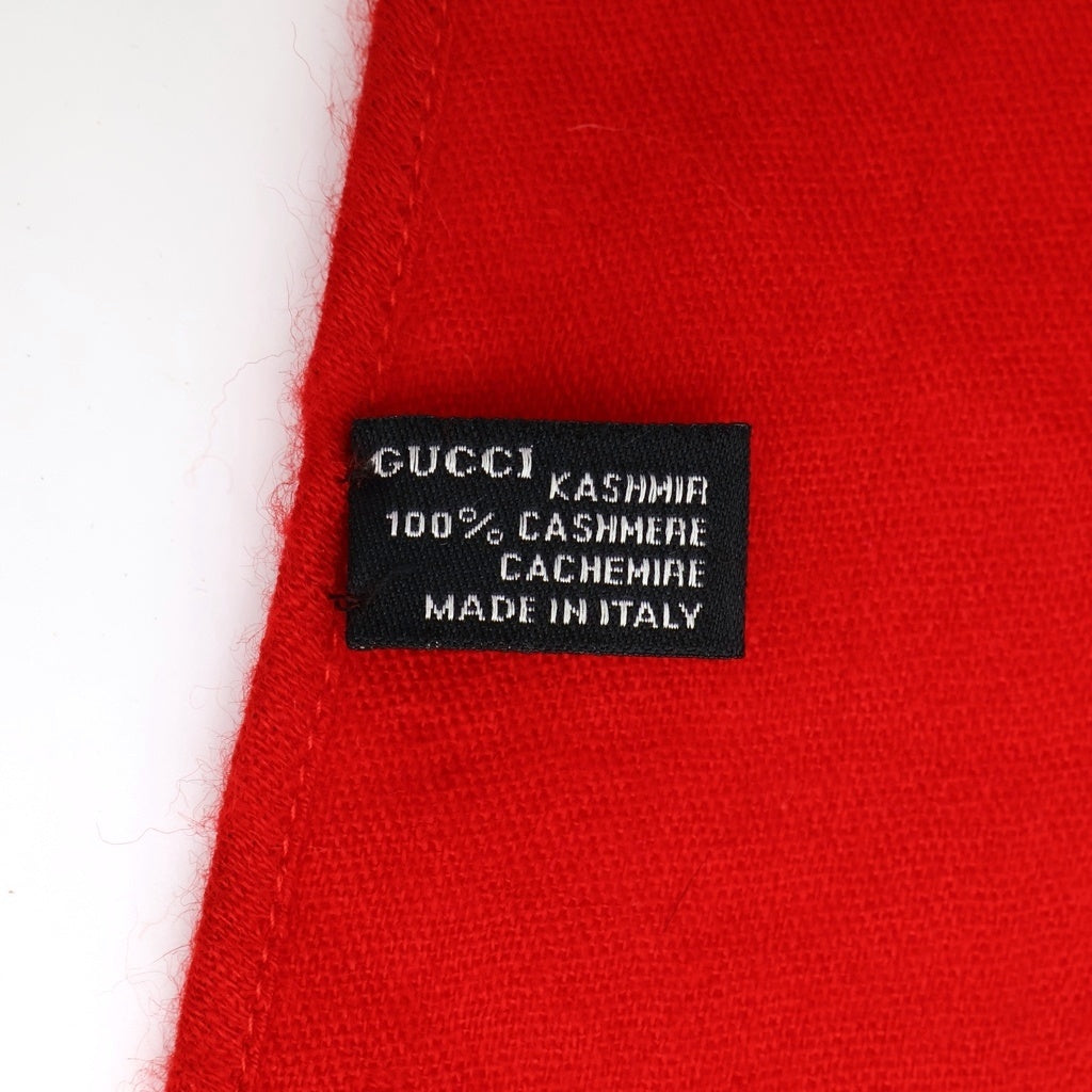 GUCCI(グッチ) GG柄 総柄 フリンジカシミヤストール マフラー レッド レディース