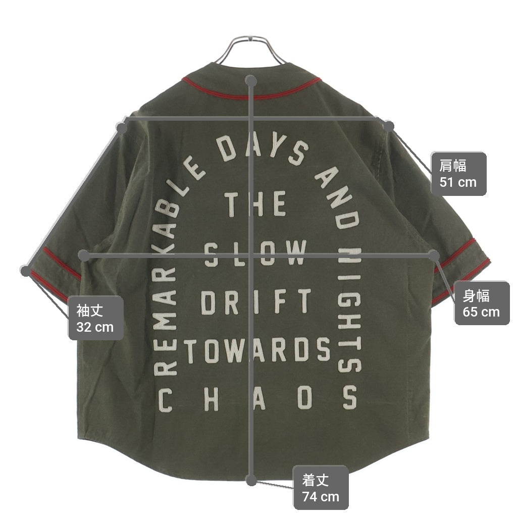 READY MADE(レディメイド) 21AW MILITARY BASEBALL SHIRT コットン ミリタリー ベースボール半袖シャツ カーキ RE-CO-KH-00-00-136