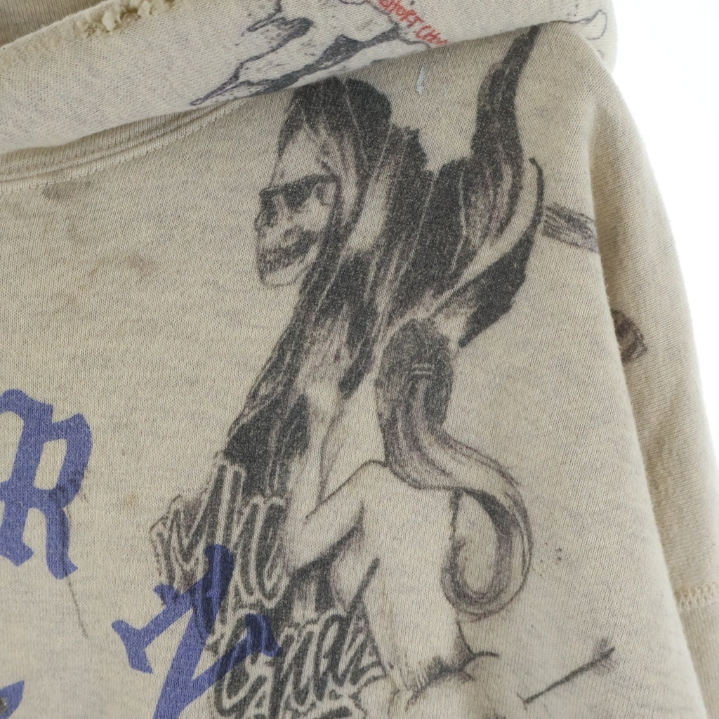 SAINT MICHAEL(セントマイケル) 24SS ×BORN RAISED BR HOODIE LA ボーンレイズド グラフィックプリント スタッズ装飾 プルオーバースウェットパーカー フーディー マルチ SM-YS8-0000-C11