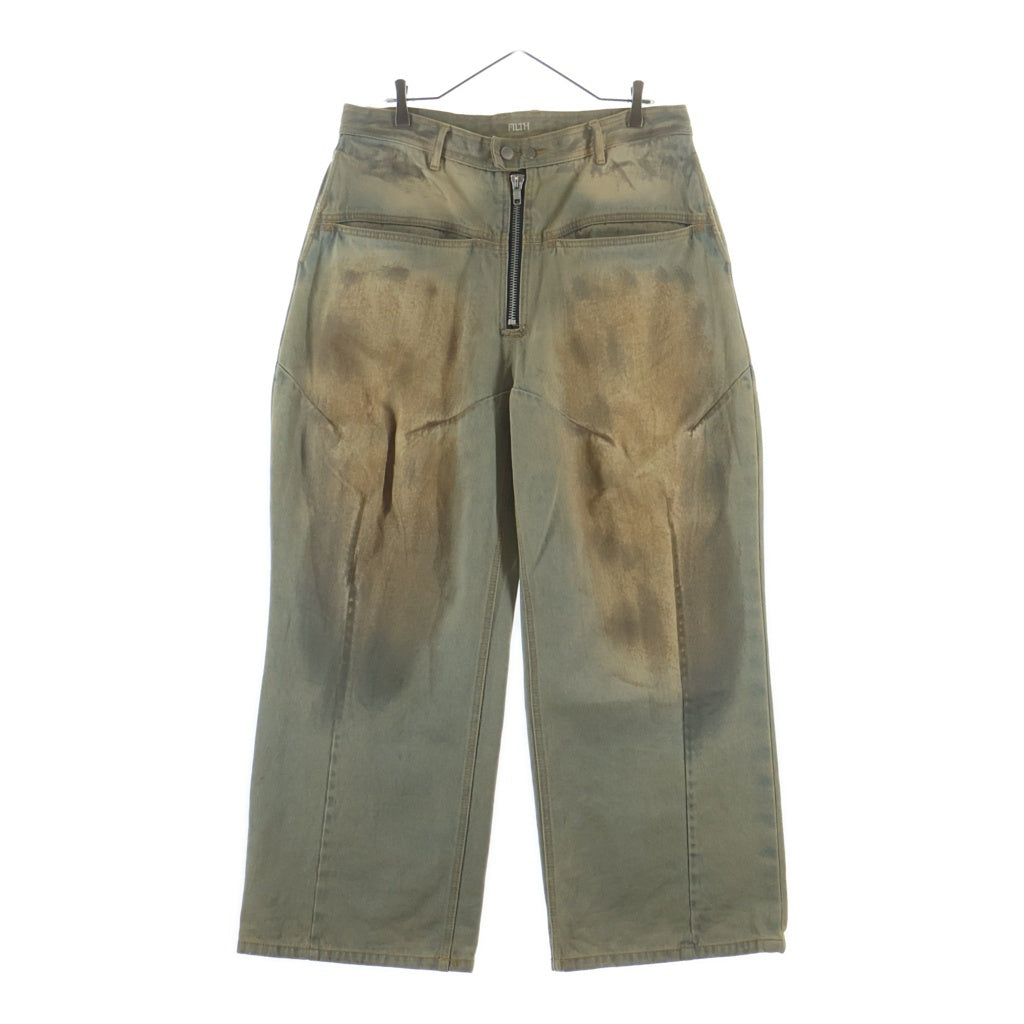 FILTH(フィルス) FRONT ZIP BAGGY DENIM PANTS VINTAGE IND フロント ジップ バギーデニムパンツ インディゴ/ブラウン 251FLPT-07