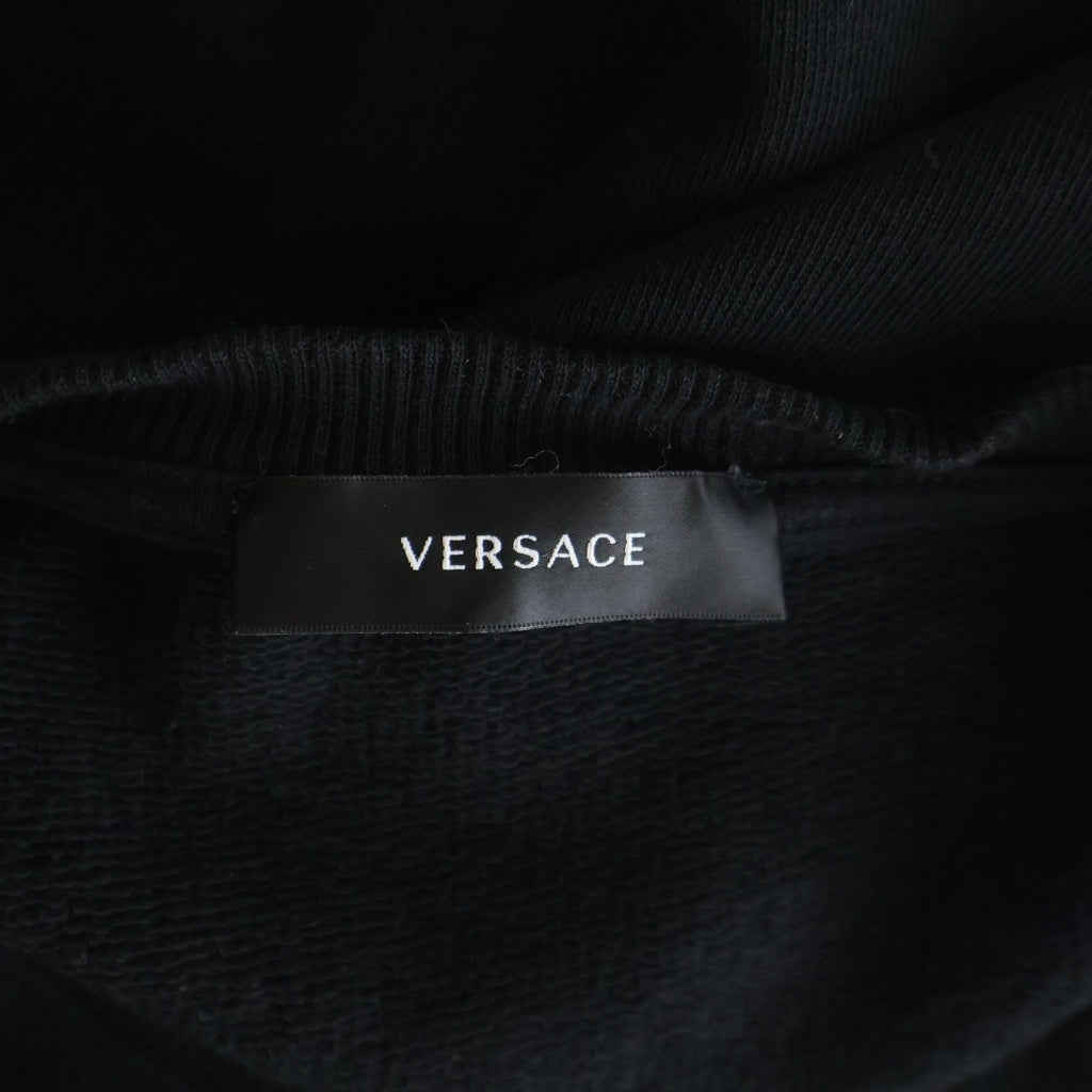VERSACE(ヴェルサーチ) Logo Sweatshirt ロゴ刺繍 クルーネックスウェットトレーナー ブラック/ゴールド A89518S