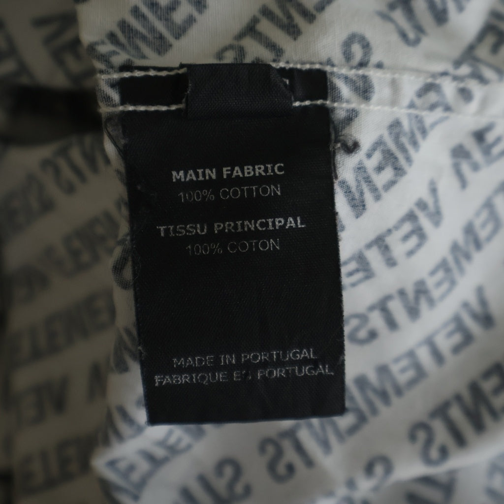 VETEMENTS(ヴェトモン) 18SS Monogram Oversized BD Shirt モノグラム オーバーサイズ ボタンダウン 長袖シャツ ブラック/ホワイト WSS18SH2