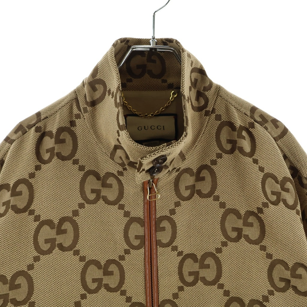 GUCCI(グッチ) 21AW ジャンボGG キャンバス ジップアップジャケット ブルゾン ブラウン 680812