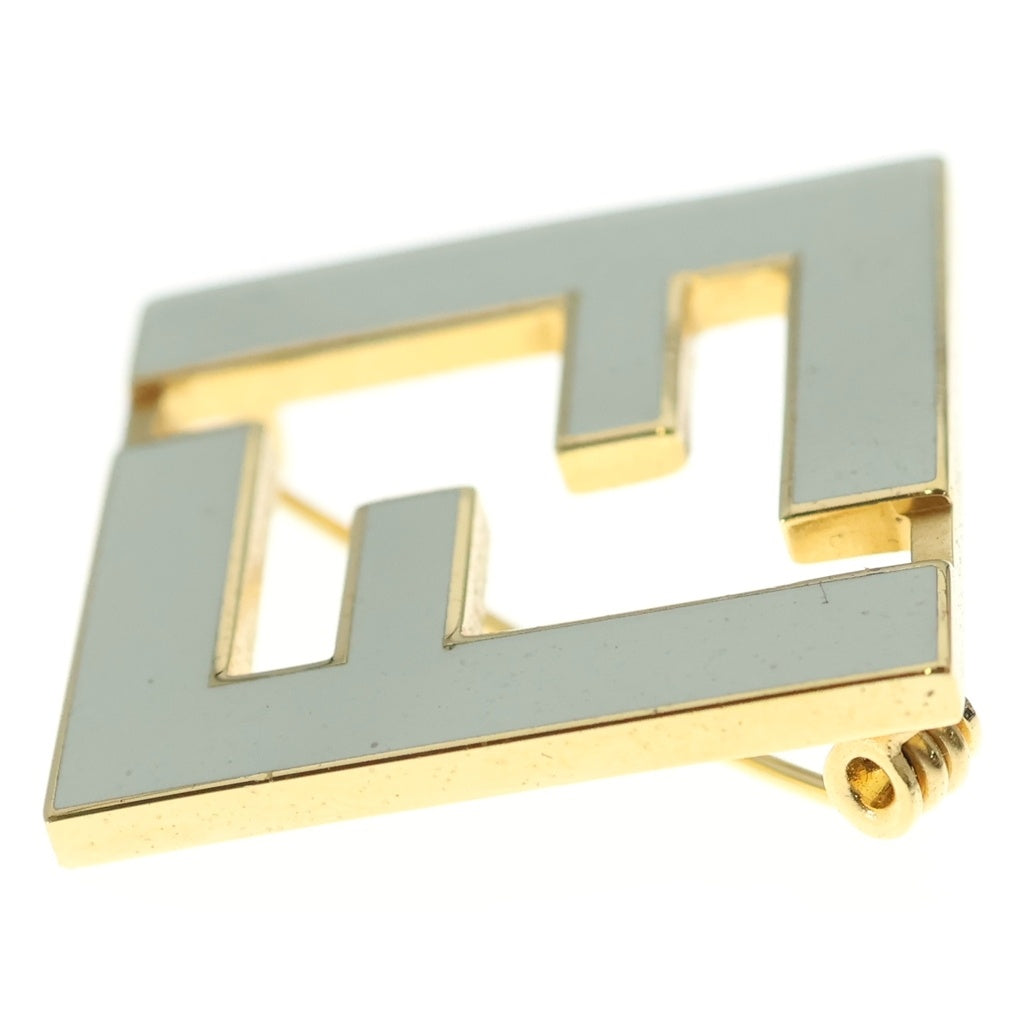 FENDI(フェンディ) FFロゴ フォーエバー ブローチ ゴールド/ホワイト 8AG976 レディース