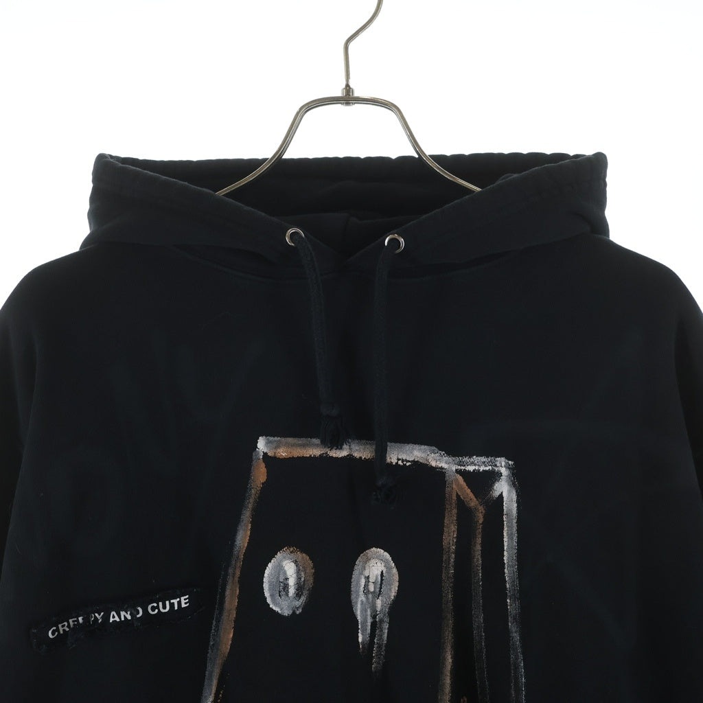 GUERNIKA(ゲルニカ) ANOYMOUSE Hand Painted Hoodie アノニマウス ハンド プリント プルオーバーパーカー フーディー ブラック 5214-01 32422C-TC