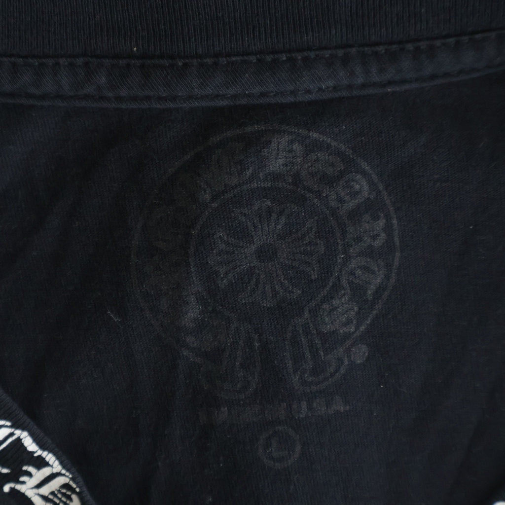 CHROME HEARTS(クロムハーツ) Neck Logo FUCK YOU L/S Tee ネックロゴ ファックユー クルーネック長袖Tシャツカットソー ロングスリーブ ロンT ブラック