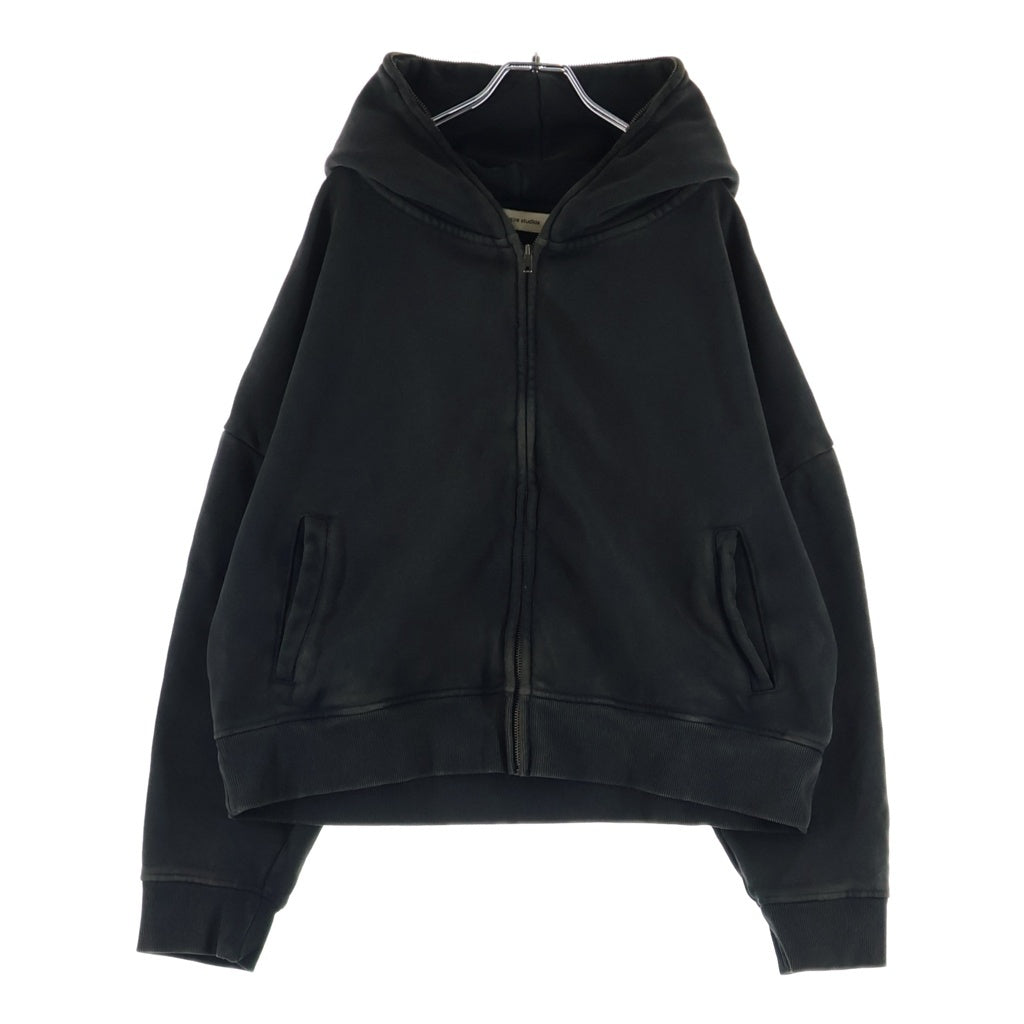 entire studios(エンタイア スタジオ) ETERNAL ZIP WASHED BLACK エターナル ジップ ウォッシュド加工 フルジップアップパーカー フーディー ブラック ESSS26HO030120392S