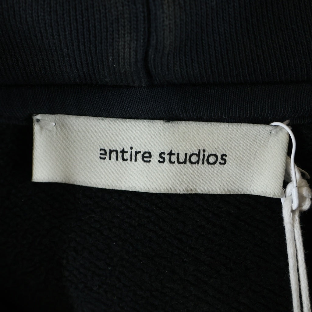 entire studios(エンタイア スタジオ) ETERNAL ZIP WASHED BLACK エターナル ジップ ウォッシュド加工 フルジップアップパーカー フーディー ブラック ESSS26HO030120392S