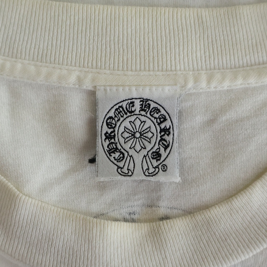 CHROME HEARTS(クロムハーツ) OLD Vine Dagger S/S Horseshoe Crewneck オールド ヴァインダガー ホースシュー バックロゴ クルーネック半袖Tシャツカットソー ホワイト