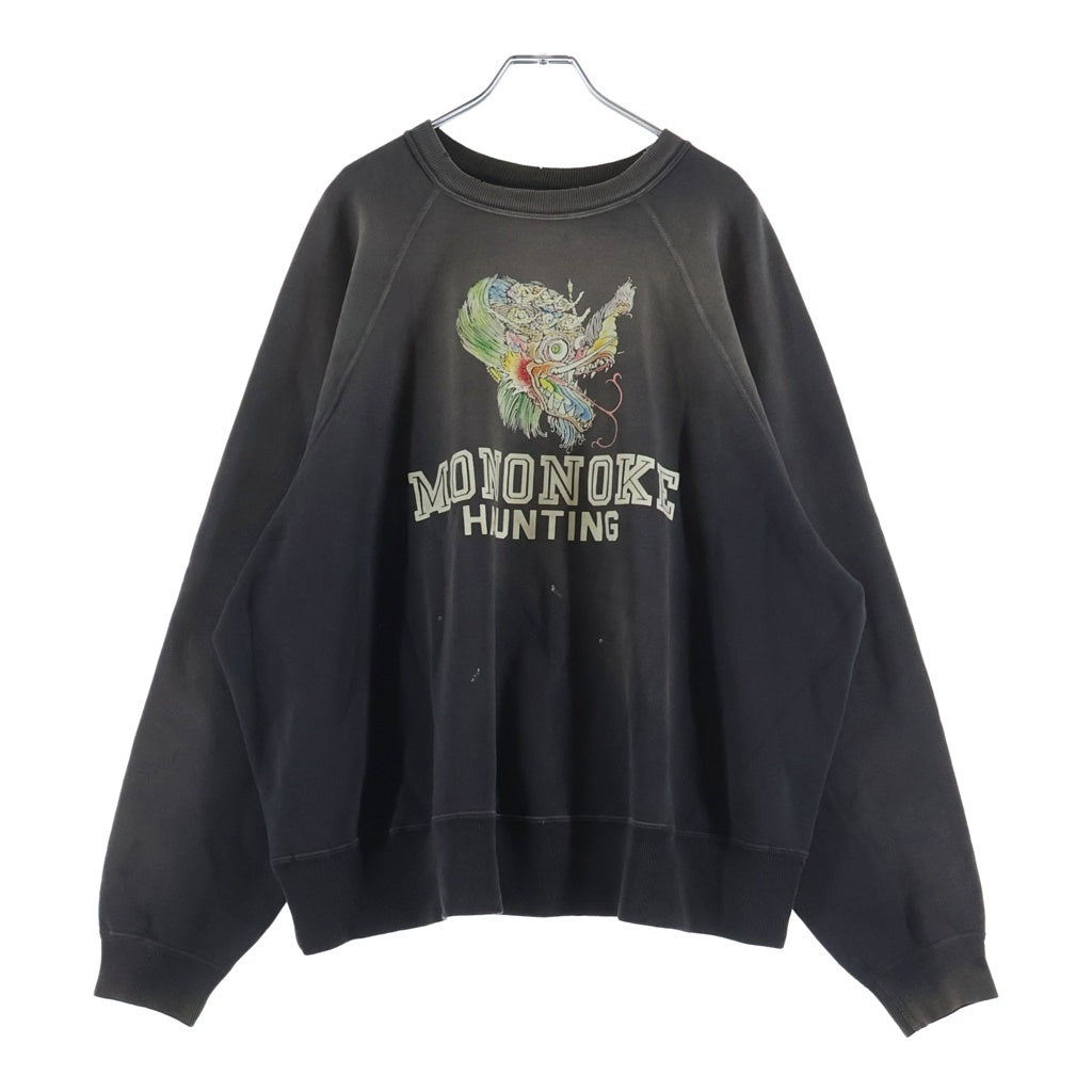 NO BRAND(ノーブランド) mononoke・made【モノノケ・メイド】26SS CREW NECK SWEAT 龍 ドラゴン プリント クルーネックスウェットトレーナー グレー MT-MK8-0000-013