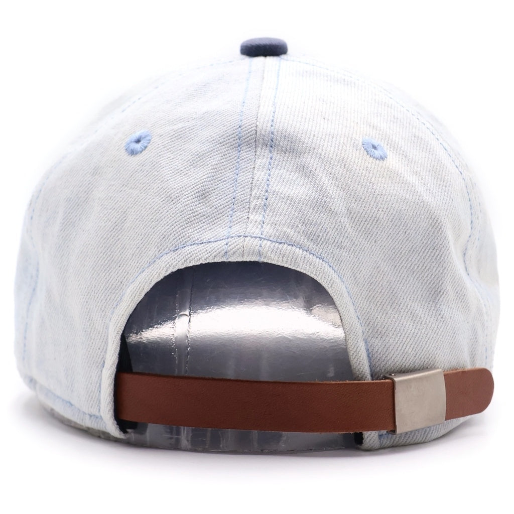 SAINT MICHAEL(セントマイケル) 26SS DENIM CAP ウォッシュ加工 レザーストラップ デニムキャップ 帽子 インディゴ SM-MK8-0000-083
