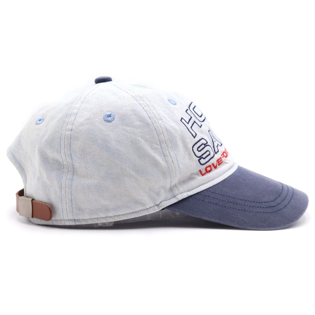 SAINT MICHAEL(セントマイケル) 26SS DENIM CAP ウォッシュ加工 レザーストラップ デニムキャップ 帽子 インディゴ SM-MK8-0000-083