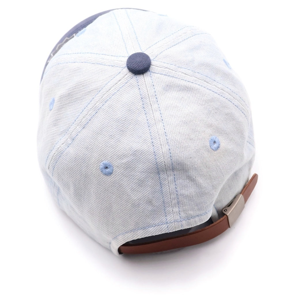 SAINT MICHAEL(セントマイケル) 26SS DENIM CAP ウォッシュ加工 レザーストラップ デニムキャップ 帽子 インディゴ SM-MK8-0000-083