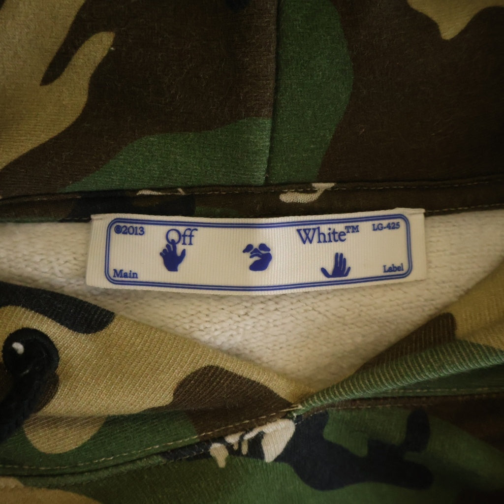 OFF-WHITE(オフホワイト) CAMO LOGO HOODIE カモロゴ 迷彩 プルオーバーパーカー フーディー カーキ OMBB037S21FLE009