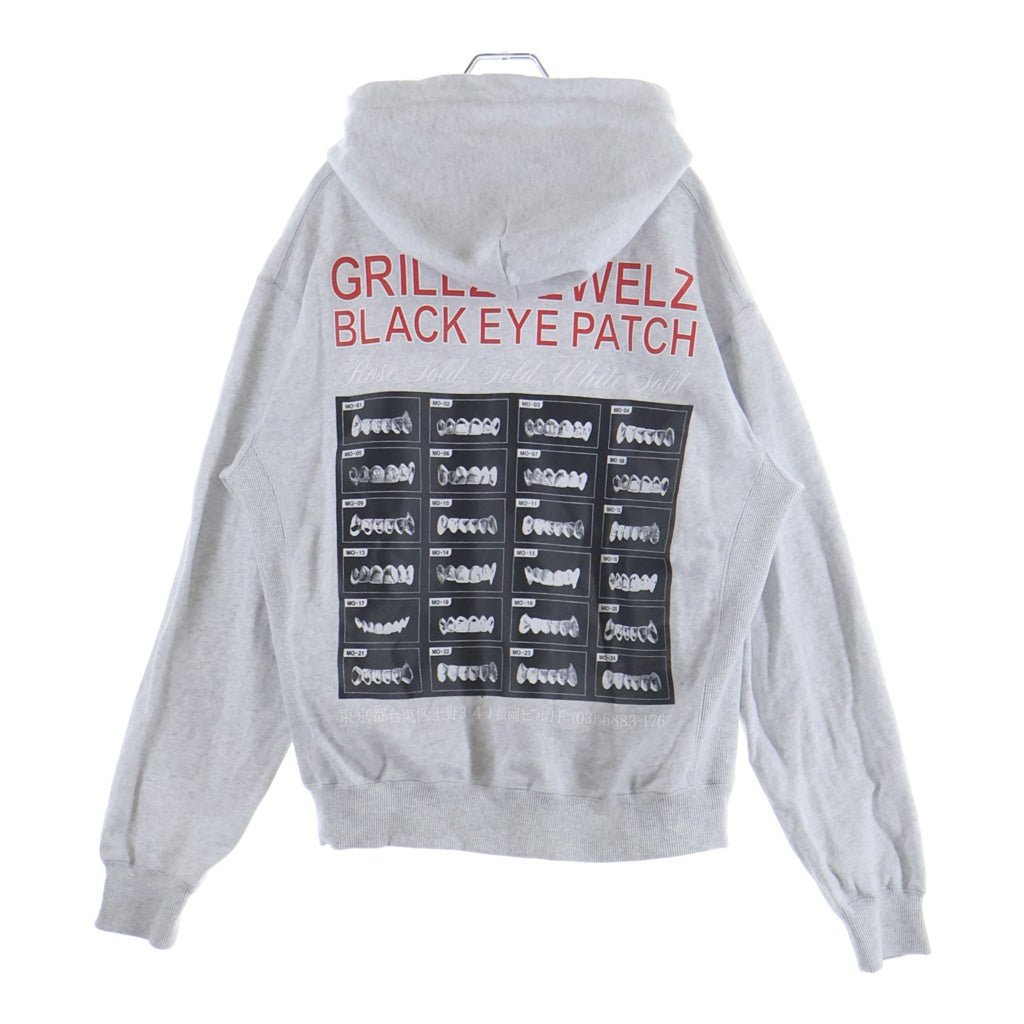 THE BLACK EYE PATCH(ブラックアイパッチ) GRILLZ JEWELZ GOLDTEETH HOODIE グリルズ ジュエルズ プルオーバーパーカー フーディー グレー