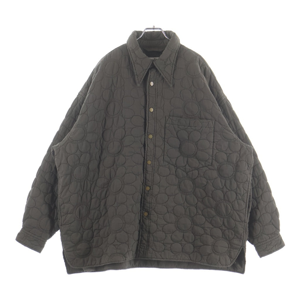 Acne Studios(アクネ ストゥディオズ) Green Olive Quilted Cotton Snaps Shirt Jacket FN-MN-OUTW000775 フラワー刺繍 コットンシャツジャケット オリーヴ
