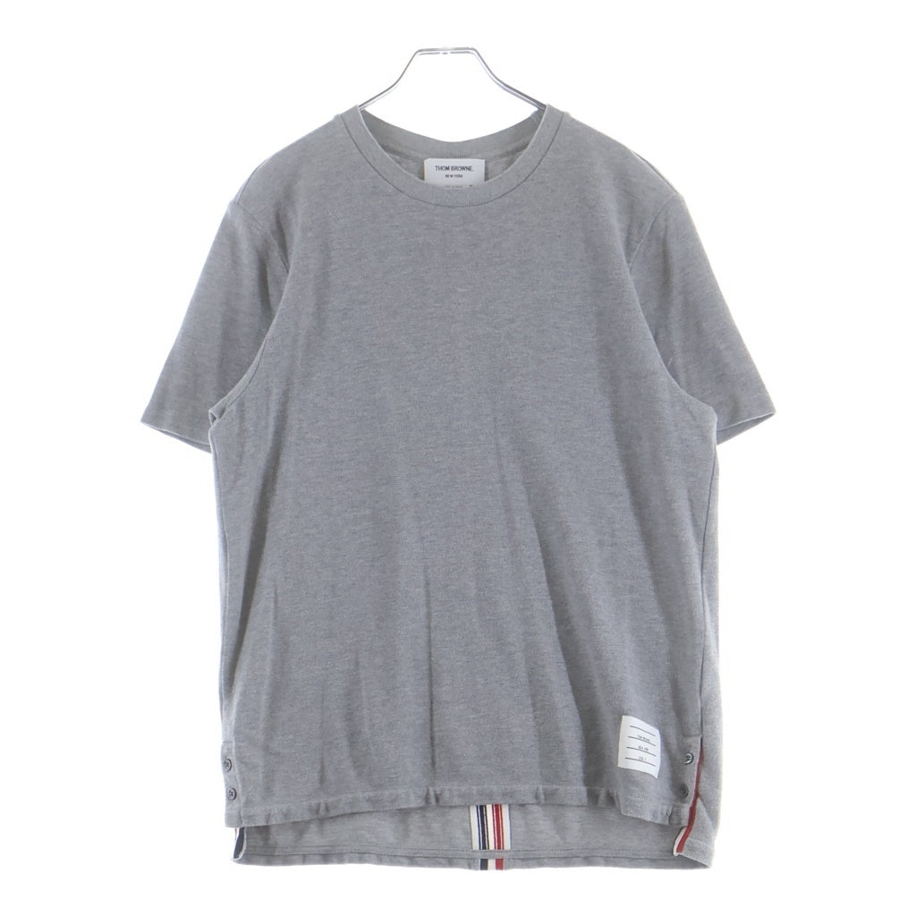 THOM BROWNE(トムブラウン) 25SS クラシック ピケ ストライプ クルーネック半袖Tシャツカットソー トリコロール グレー MJS056A-00050-055