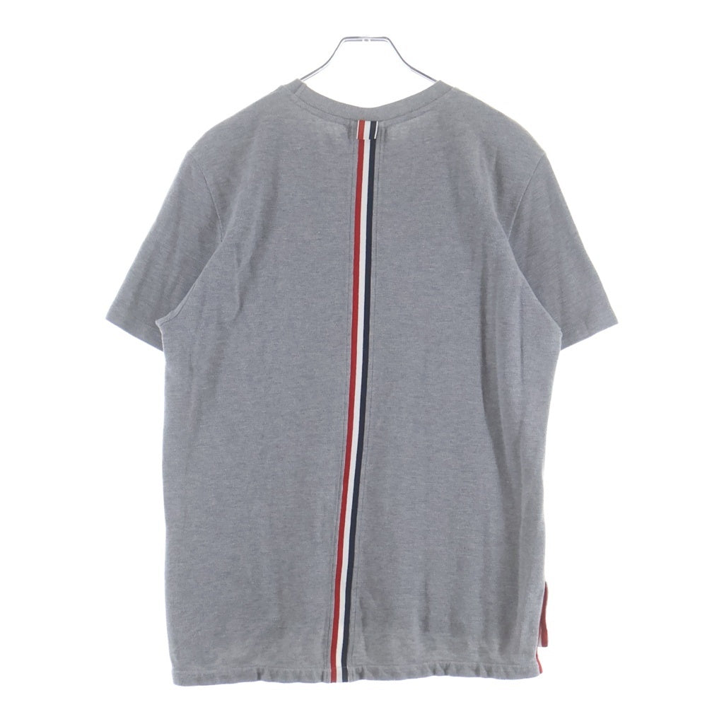THOM BROWNE(トムブラウン) 25SS クラシック ピケ ストライプ クルーネック半袖Tシャツカットソー トリコロール グレー MJS056A-00050-055