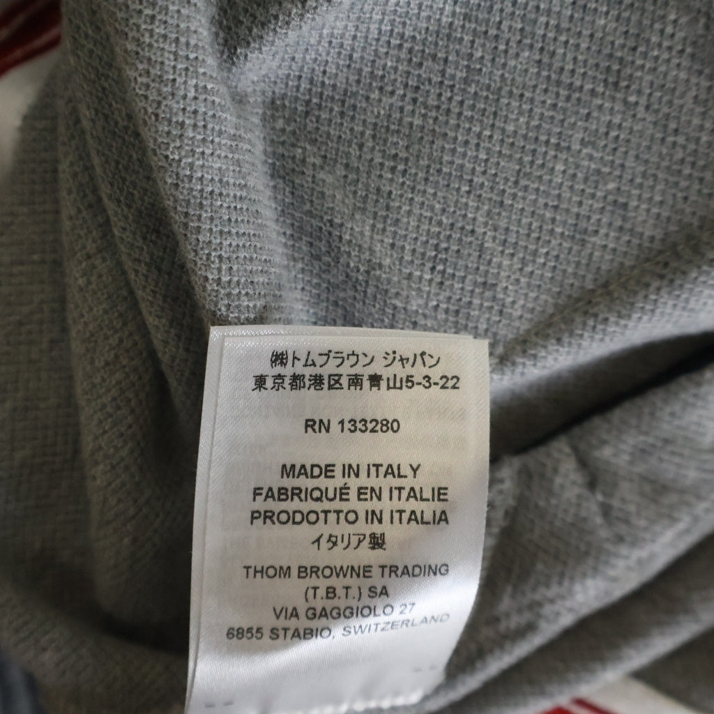 THOM BROWNE(トムブラウン) 25SS クラシック ピケ ストライプ クルーネック半袖Tシャツカットソー トリコロール グレー MJS056A-00050-055