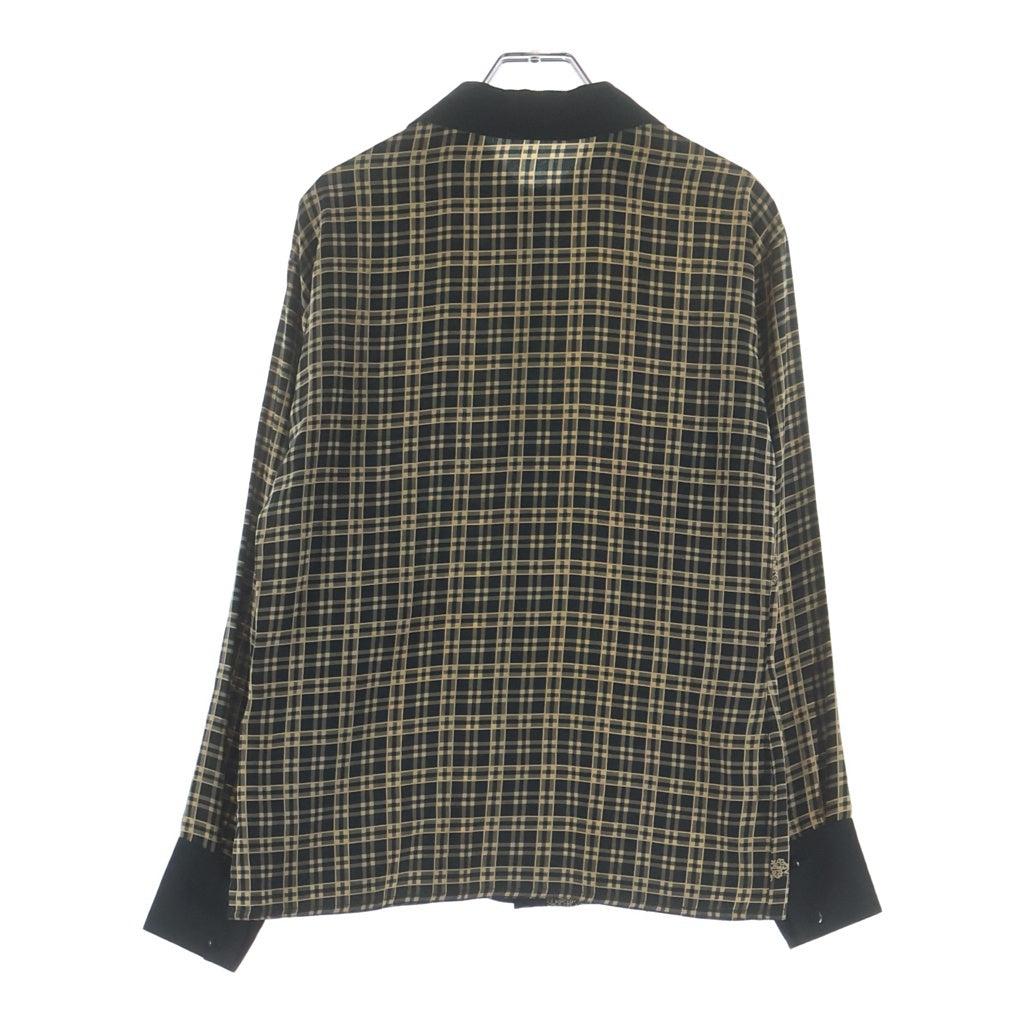 GIANNI VERSACE(ジャンニ ヴェルサーチ) 90S Paisley And Check Shilk Long Sleeve Shirt ペイズリー柄 チェック柄 切替 長袖シルクシャツ ブラック