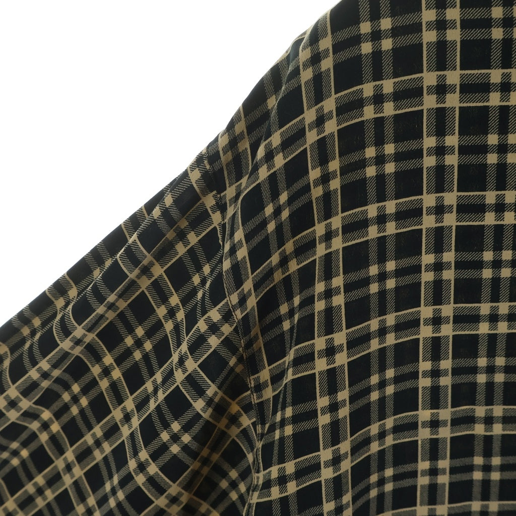 GIANNI VERSACE(ジャンニ ヴェルサーチ) 90S Paisley And Check Shilk Long Sleeve Shirt ペイズリー柄 チェック柄 切替 長袖シルクシャツ ブラック