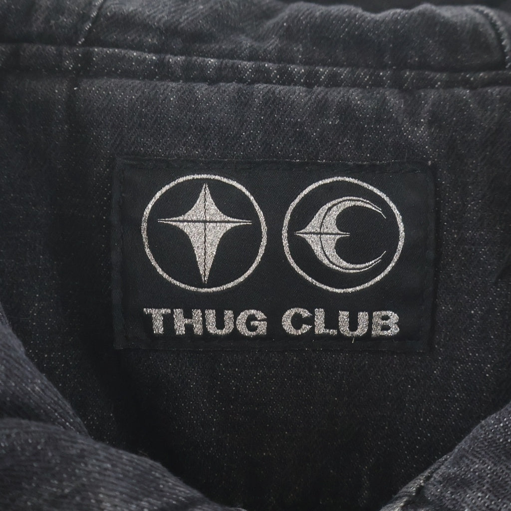 THUG CLUB(サグクラブ) 25AW Hard Washed Damaged Denim Hooded Zip-Up TC25JK3801 ハード ウォッシュド ダメージ加工 フーデッド デニムジャケット ジップアップパーカー ブラック