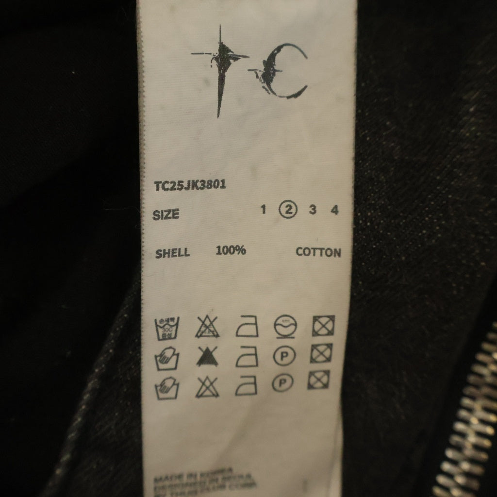 THUG CLUB(サグクラブ) 25AW Hard Washed Damaged Denim Hooded Zip-Up TC25JK3801 ハード ウォッシュド ダメージ加工 フーデッド デニムジャケット ジップアップパーカー ブラック