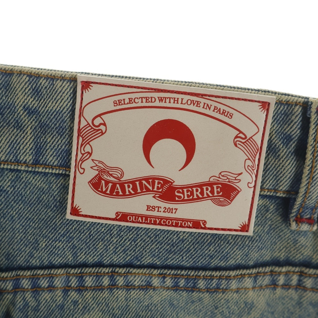 MARINE SERRE(マリーン セル) 25SS MOON LASER DENIM LOOSE JEANS LIGHT BEIGE ムーン レーザー ルーズデニムパンツ ジーンズ インディゴ