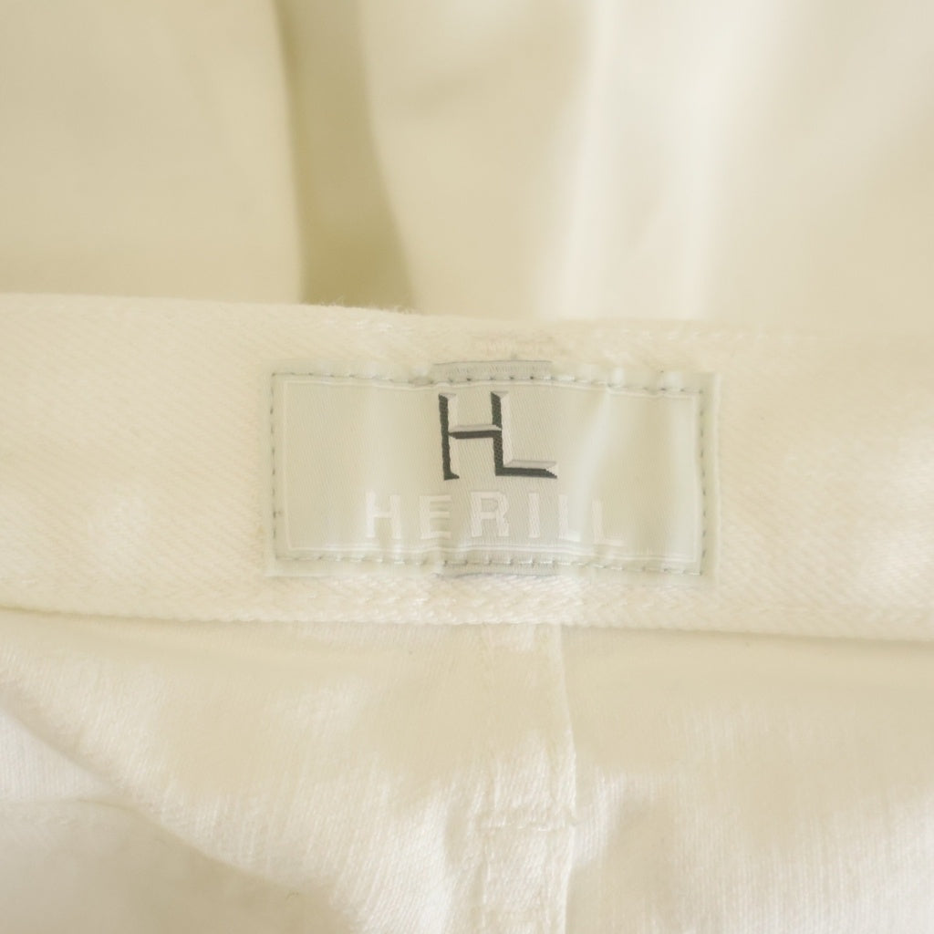 NO BRAND(ノーブランド) HERILL ヘリル 21SS TUCK DENIM ワイドタックデニムトラウザーパンツ ホワイト 21-030-HL-8000