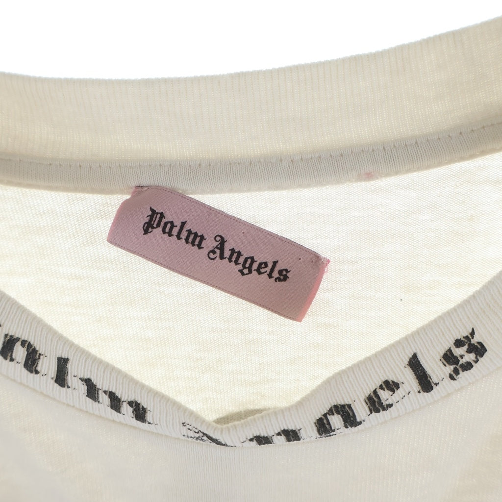 Palm Angels(パームエンジェルス) CLASSIC LOGO OVER TEE PMAB001S19413007 クラシックロゴプリント クルーネック長袖Tシャツカットソー ロンT ホワイト