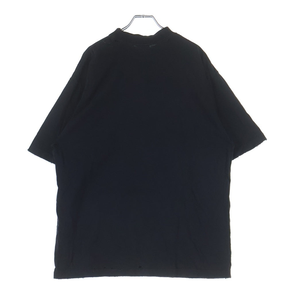 BALENCIAGA(バレンシアガ) 24SS Paris Liberty 764235 TQVR9 パリス リバティ ダメージ加工 クルーネック半袖Tシャツ カットソー ブラック