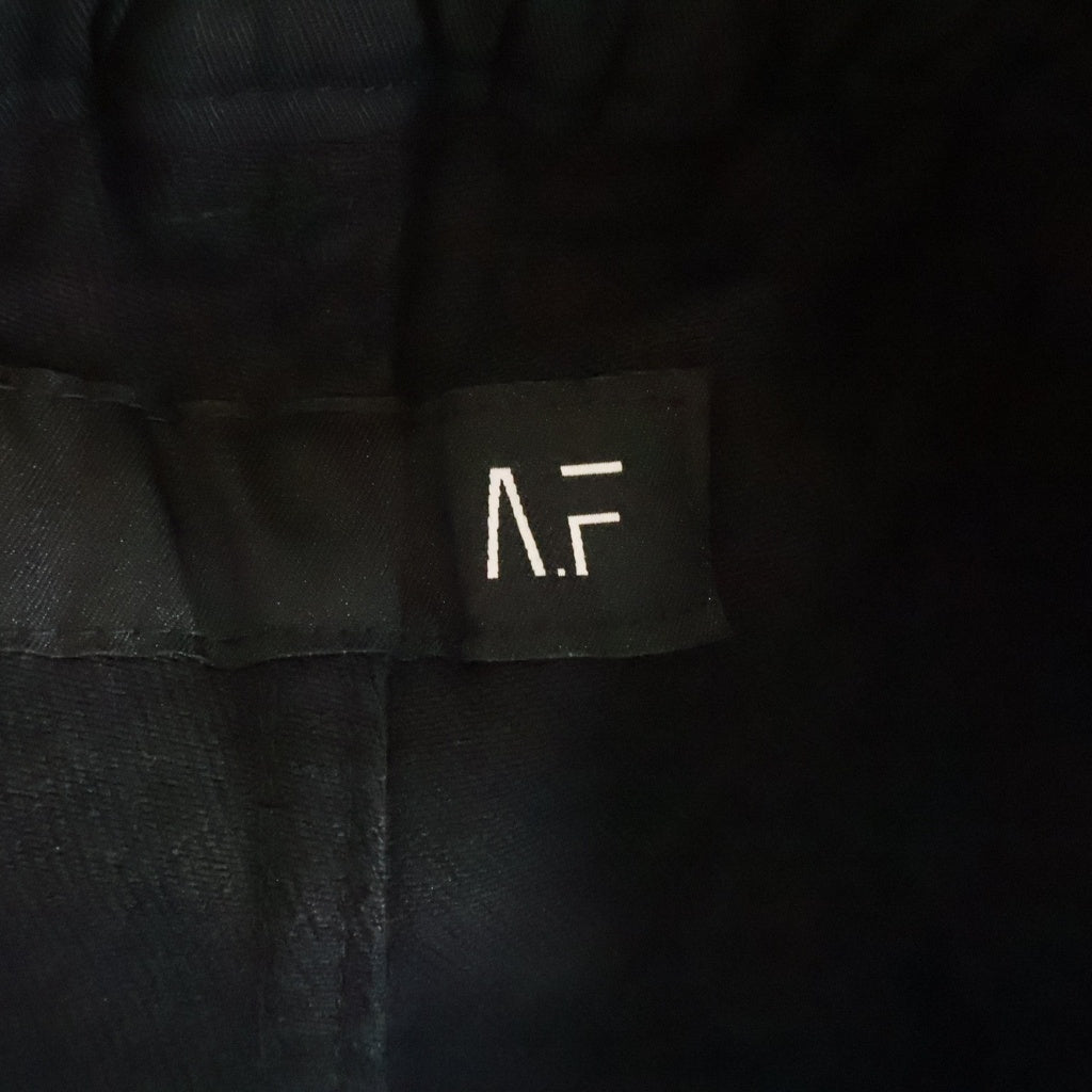 A.F ARTEFACT(エーエフアーティファクト) ウエストナイロン切替 コットンワイドフレアパンツ ブラック