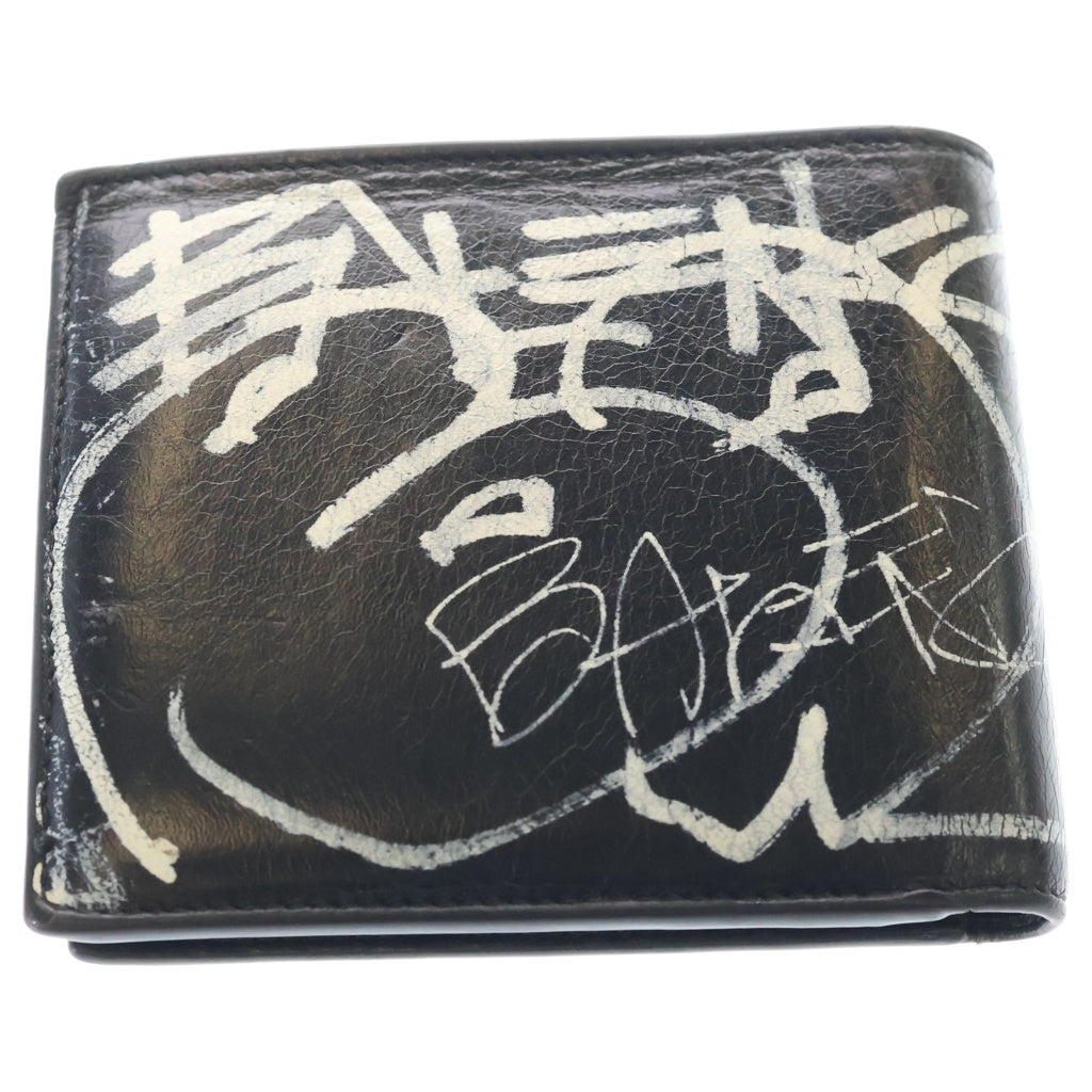 BALENCIAGA(バレンシアガ) Cash Square Folded Coin wallet graffiti スクエアウォレット グラフィティ 2つ折り ブラック 594315
