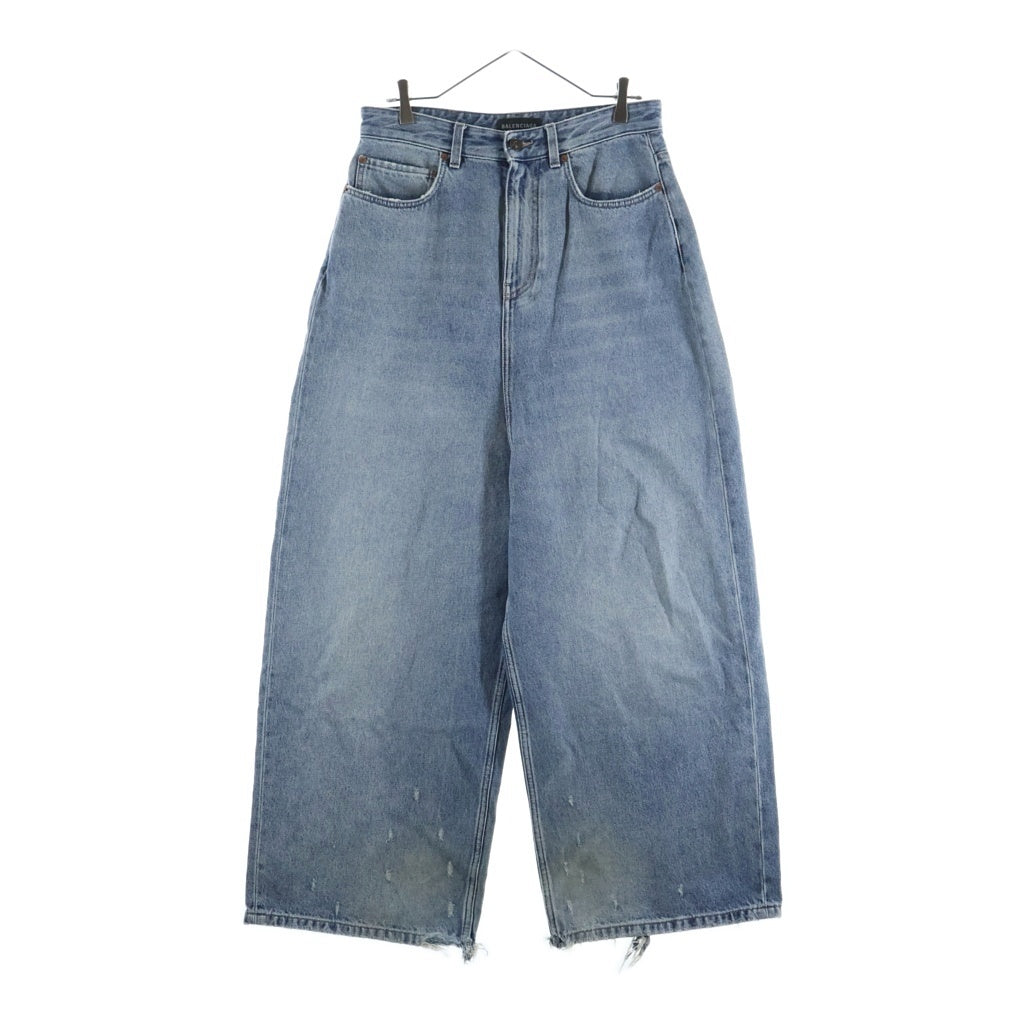 BALENCIAGA(バレンシアガ) Low Crotch Jeans ワイドデニムパンツ ダメージ加工 インディゴ 706652 TJW95