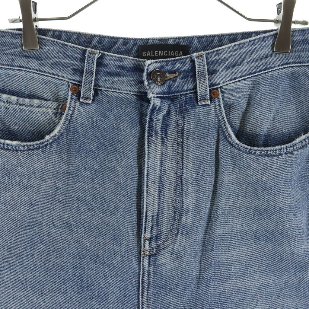 BALENCIAGA(バレンシアガ) Low Crotch Jeans ワイドデニムパンツ ダメージ加工 インディゴ 706652 TJW95